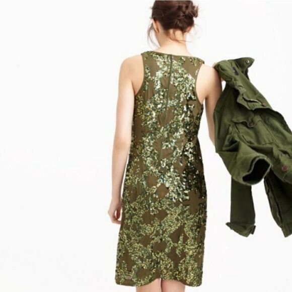 J.crew green sequin iridescent dress size 00 - Picture 1 of 8